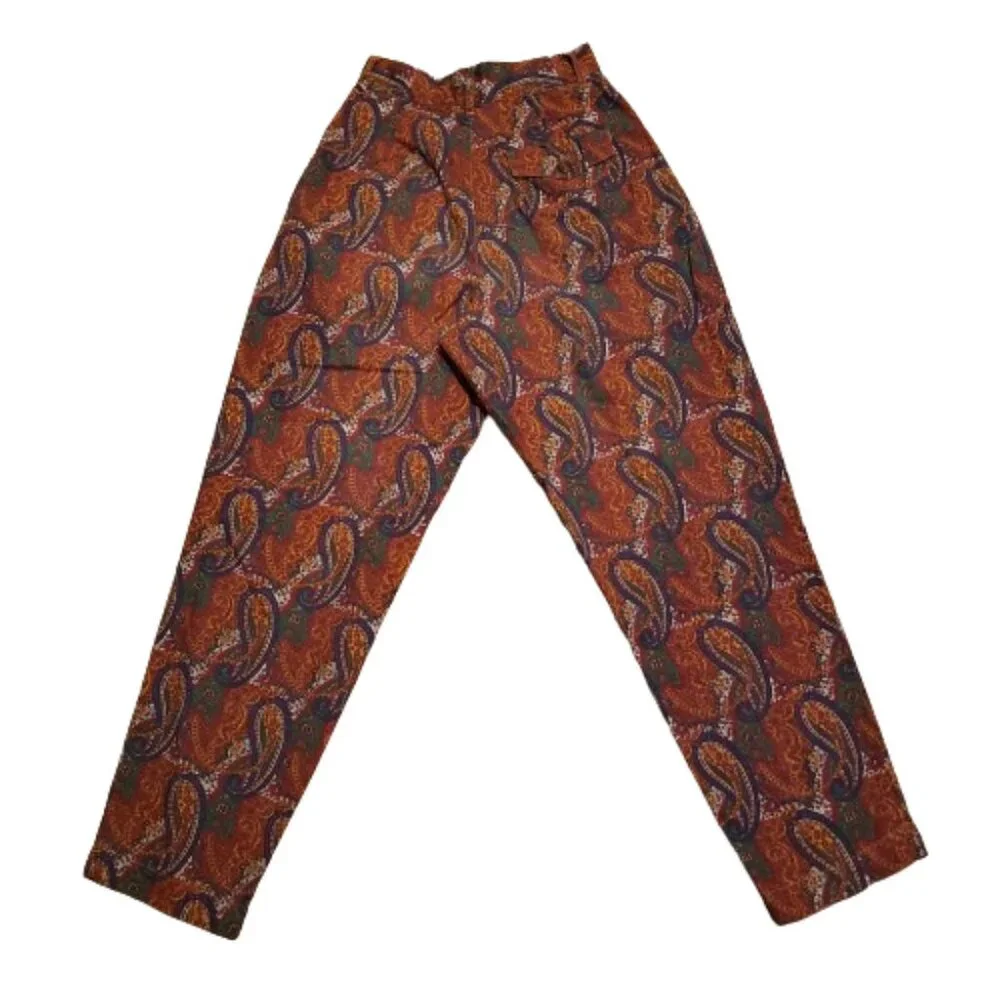 Vintage GAP Paisley Parachute Pants Women's 3/4 Retro Made in Hong Kong 80s 90s - Picture 2 of 9